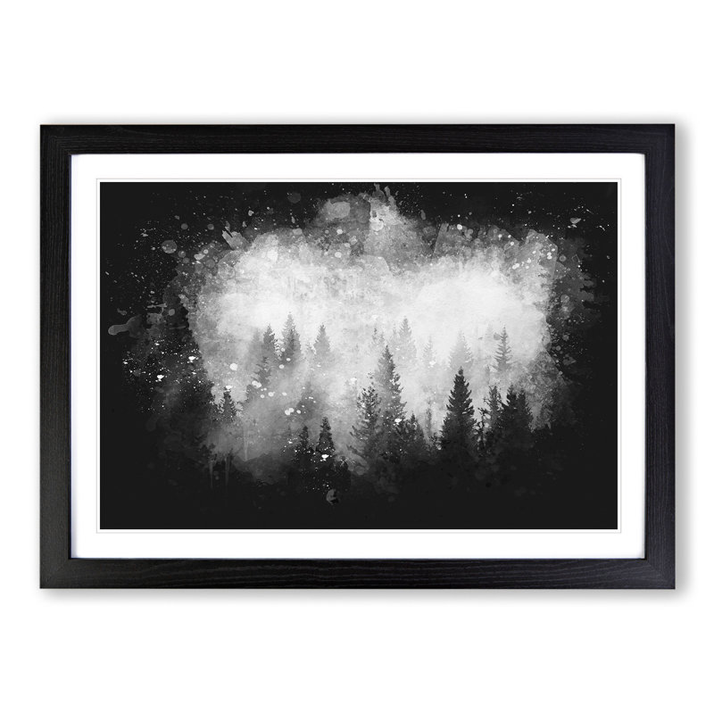 The Misty Forest - Picture Frame Graphic Art, Black Framed, 65cm H x 90cm W x 2cm D