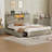 Farmhouse Bed Frame With Led Lights And 4 Storage Drawers, Wooden Platform Beds With Charging Station,rustic Bedroom Set With Storage Headboard And Sliding Barn Door-807484541-809496375