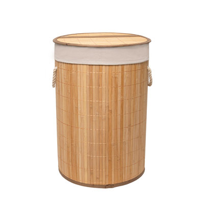 MantraRaj Bamboo Laundry Basket with Handles 50L Folding Bamboo Hamper Basket With Lid (Brown)