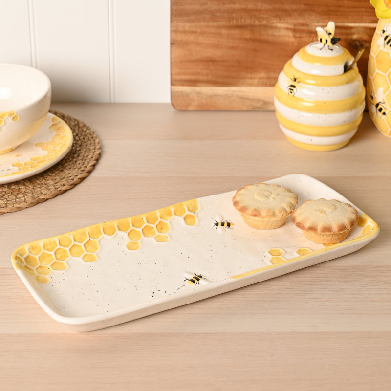 Set of 2  Bee Hive Rectangular Plates