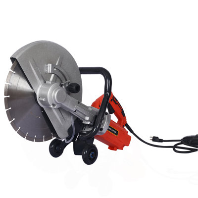 Electric 14" Cut Off Saw Wet/Dry Concrete Saw Cutter Guide Roller with Water Line Attachment 3000w with blade