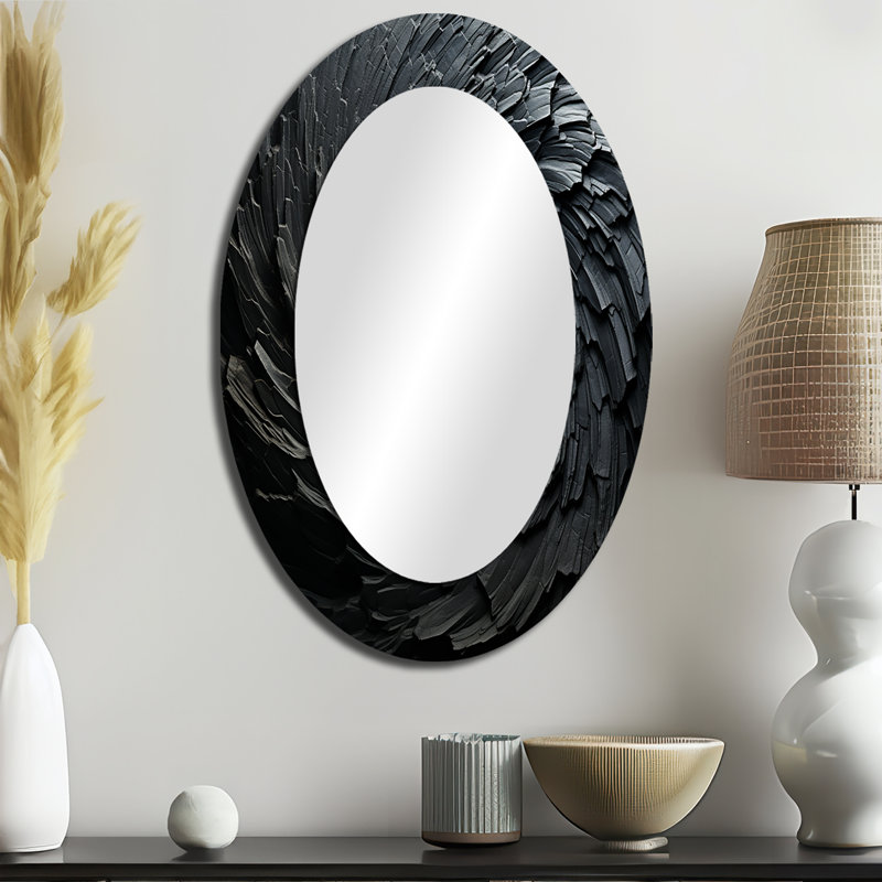 Miroir mural noir en spirale Fractal Sprial, 36 po x 24 po