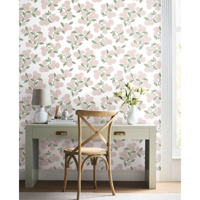 Hydrangea White Peel and Stick Wallpaper