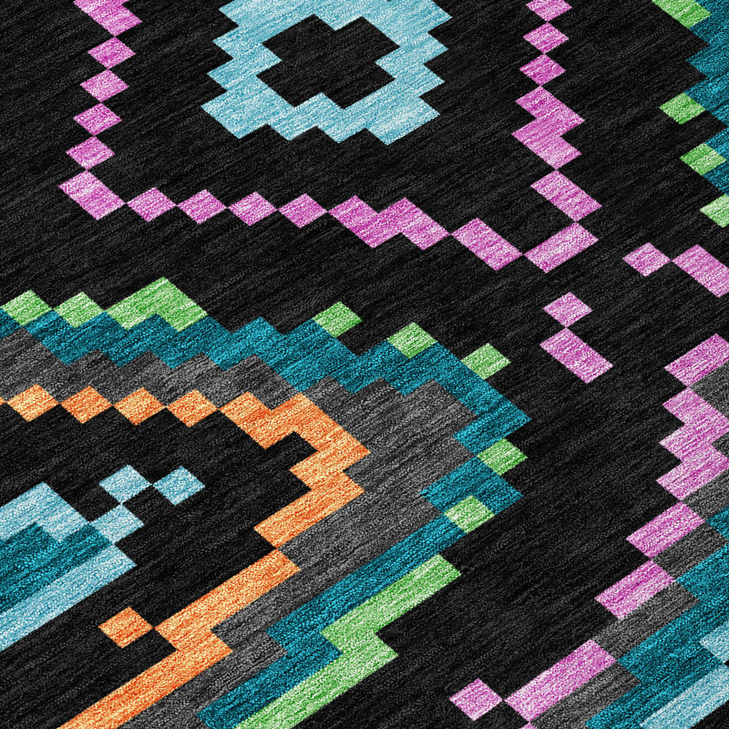 Machine Washable Indoor/Outdoor Chantille ACN2829 Kids Rug, 2'6" x 3'10", Black