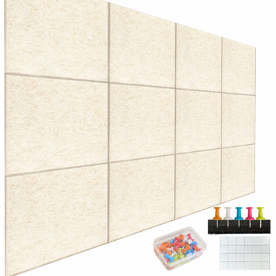 Panneaux muraux en feutre texturé, babillards réutilisables, ensemble de 12 pièces, avec punaises