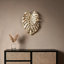 Decorative Leaf Tray for Kitchen Counter, Gold Finish Aluminum Construction, Free-Form Wall Sculpture, 18.9 x 13.4 x 1.4 Inches
