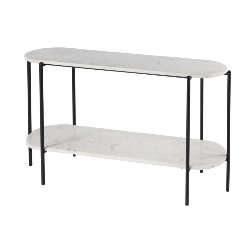 Console à 2 niveaux en marbre et fer allongés l 49,5 po Wilkins