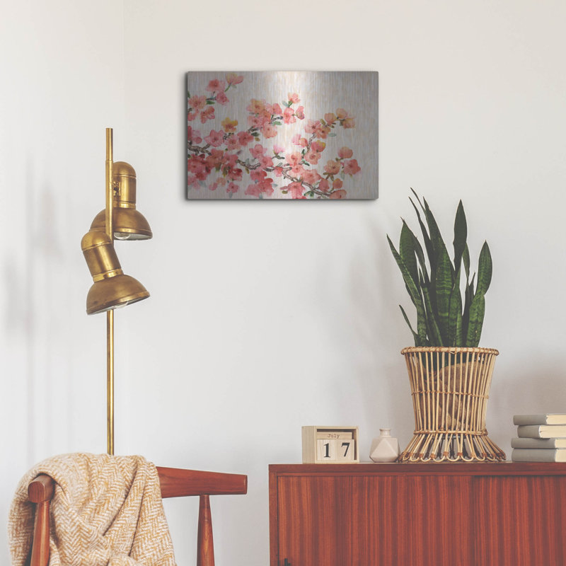 Luxe Metal Art 'Cherry Blossom Composition II' by Tim O'Toole, Metal Wall Art, 16" H x 24" W