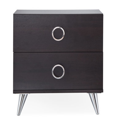 Contemporary Accent Table With Storage Space - For Smaller Areas, Silver Legged Drawers Compact Spaces, Design