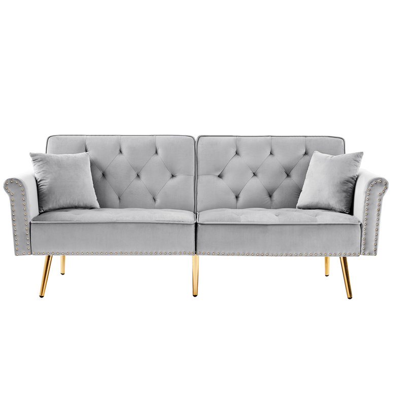Velours gris confortable avec base et coussins rembourrés en mousse