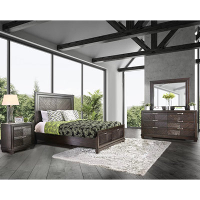 Wooden 4 Piece Bedroom Set In Espresso