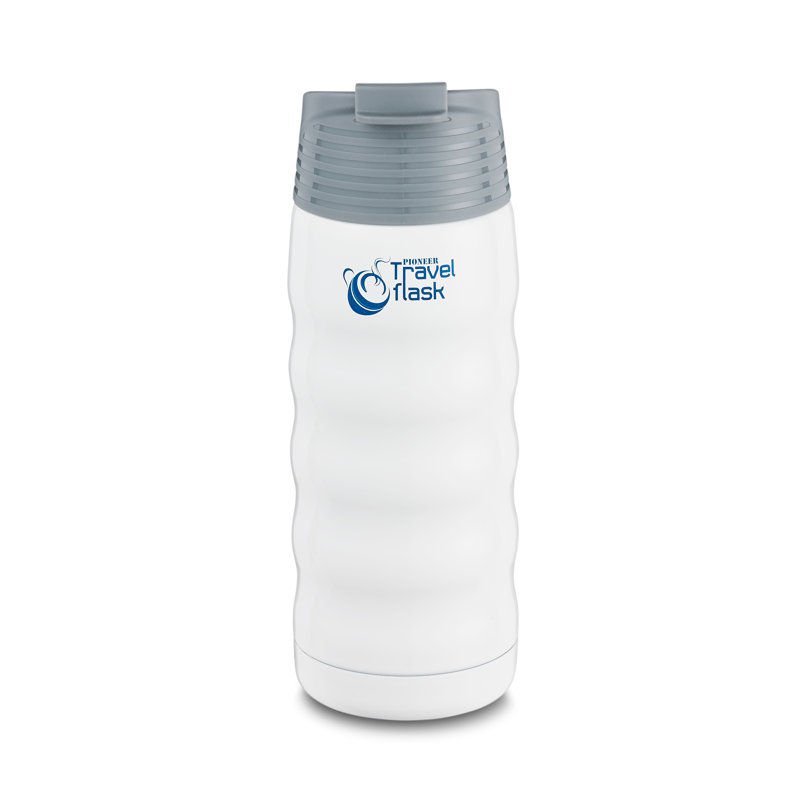 Pioneer Stainless Steel Travel Mug, White/Green