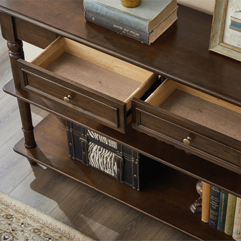 Walnut Solid Wood Rectangular Console Table, 31.5" H x 39.37" W x 13.78" D
