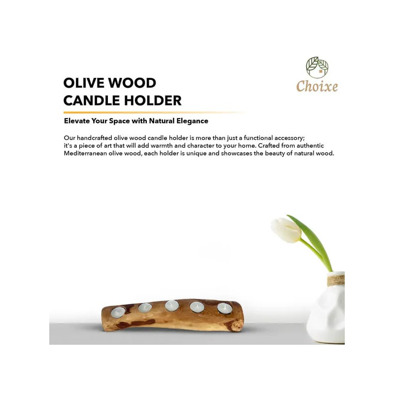 Porte-bougie en bois d'olivier
