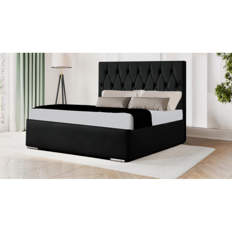 Tiffany Bed Frame Upholstered Bed, Black, Super King (6')
