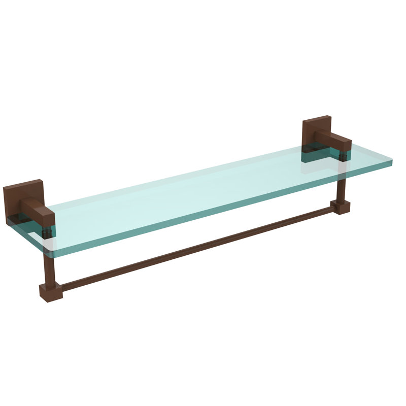 Haranu Bracket Shelf with Towel Bar, Antique Bronze, 22 Inch