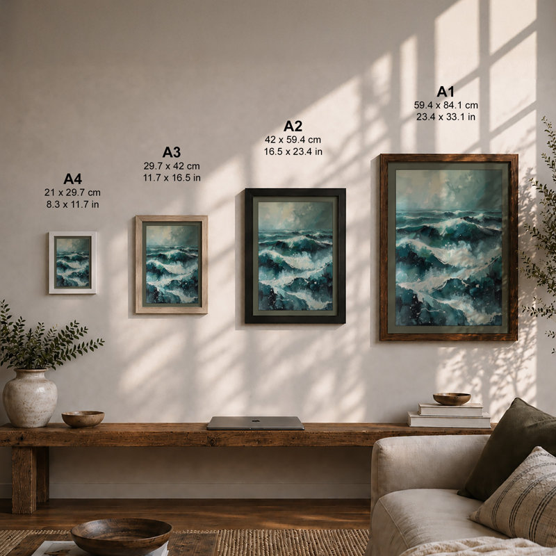 Turbulent Seascape Coastal - Framed Print, A2 - 59.4 x 42.0 cm, Unframed