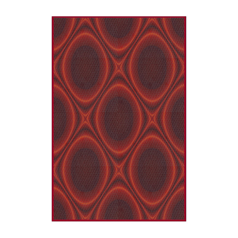Tapis géométrique vert / rouge / violet, Rectangle 2 pi x 3 pi
