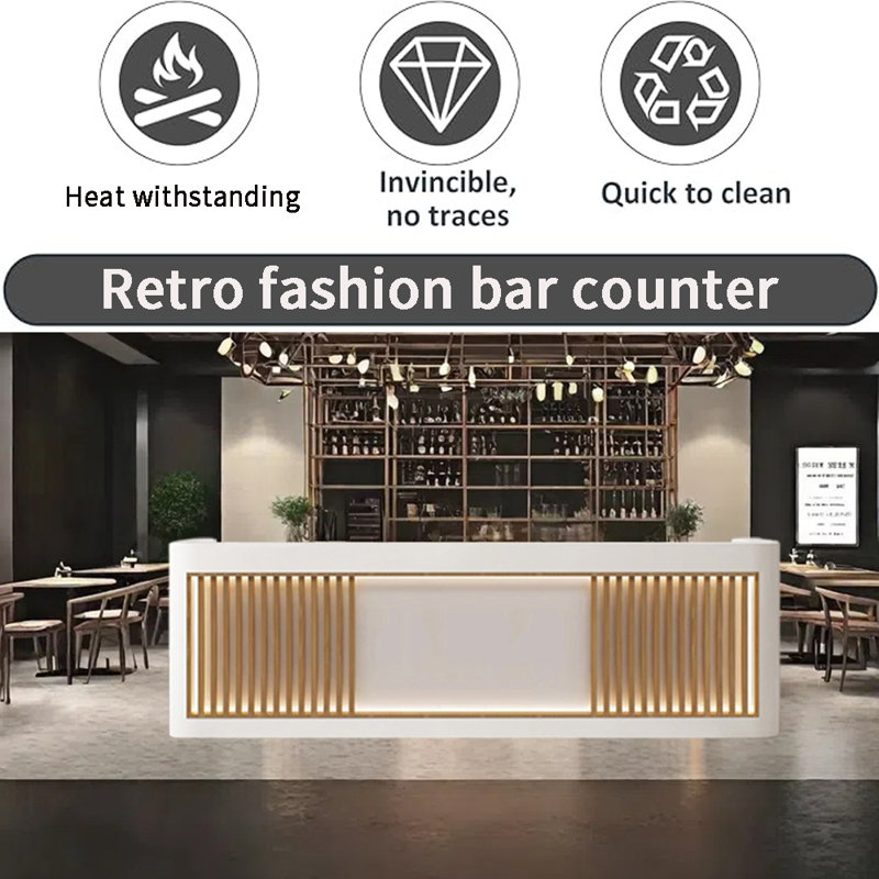 Large Front Desk Bar Service Counter, White