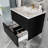 24 Inch Bathroom Vanity Cabinet With Ceramic Sink - Black Wall Mounted Floating Fluted Vanity With Drawers-1990217034