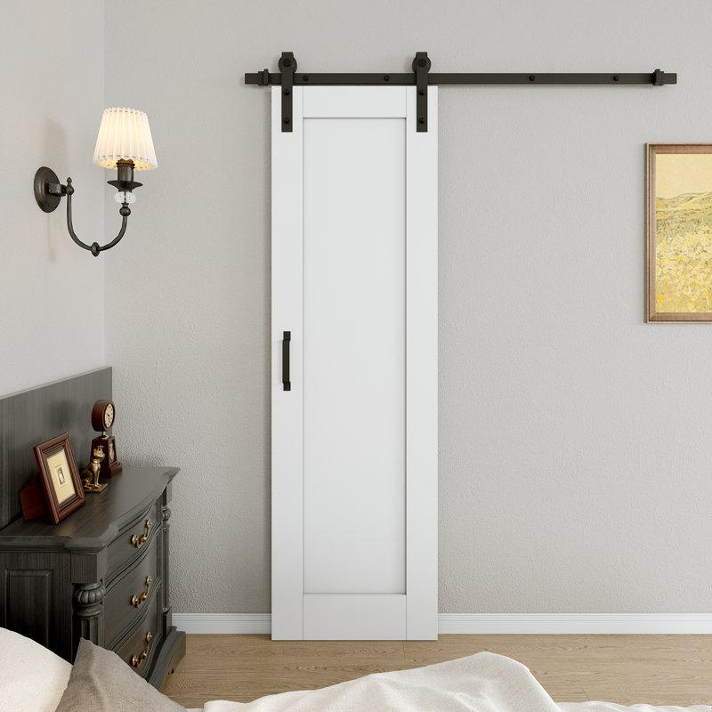 Porte de grange coulissante à 1 panneau en H 80 po avec quincaillerie d'installation (aucun assemblage requis), 24 po x 80 po