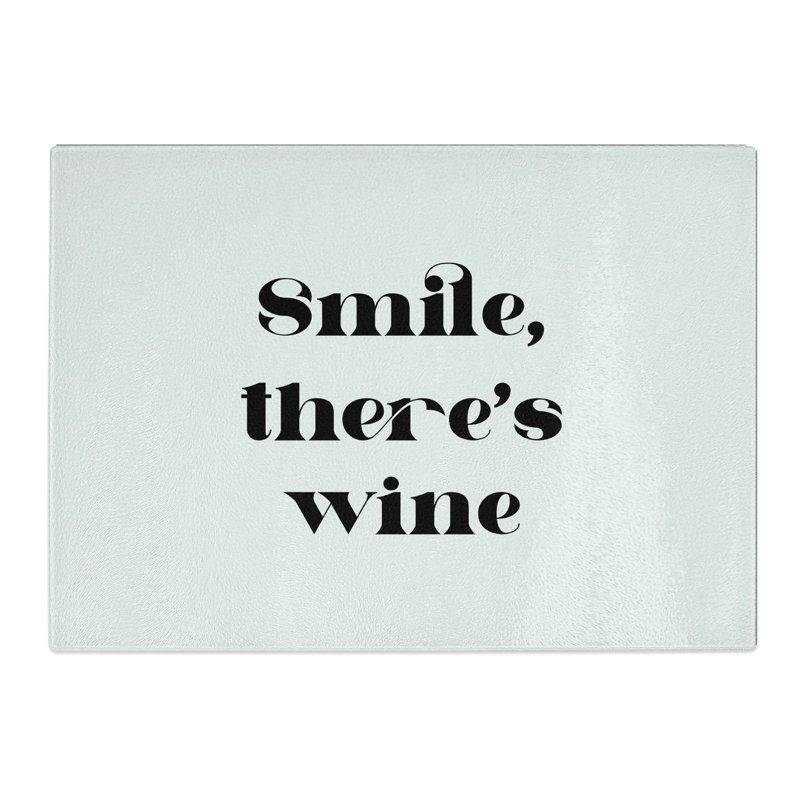 Smile There's Wine Typography Chopping Board, 28.5cm W x 39cm L