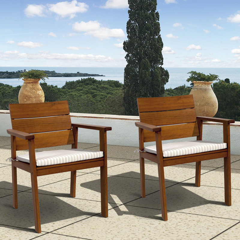 Chaise de patio d'extérieur en bois avec coussin Nelshe 1pc FSC