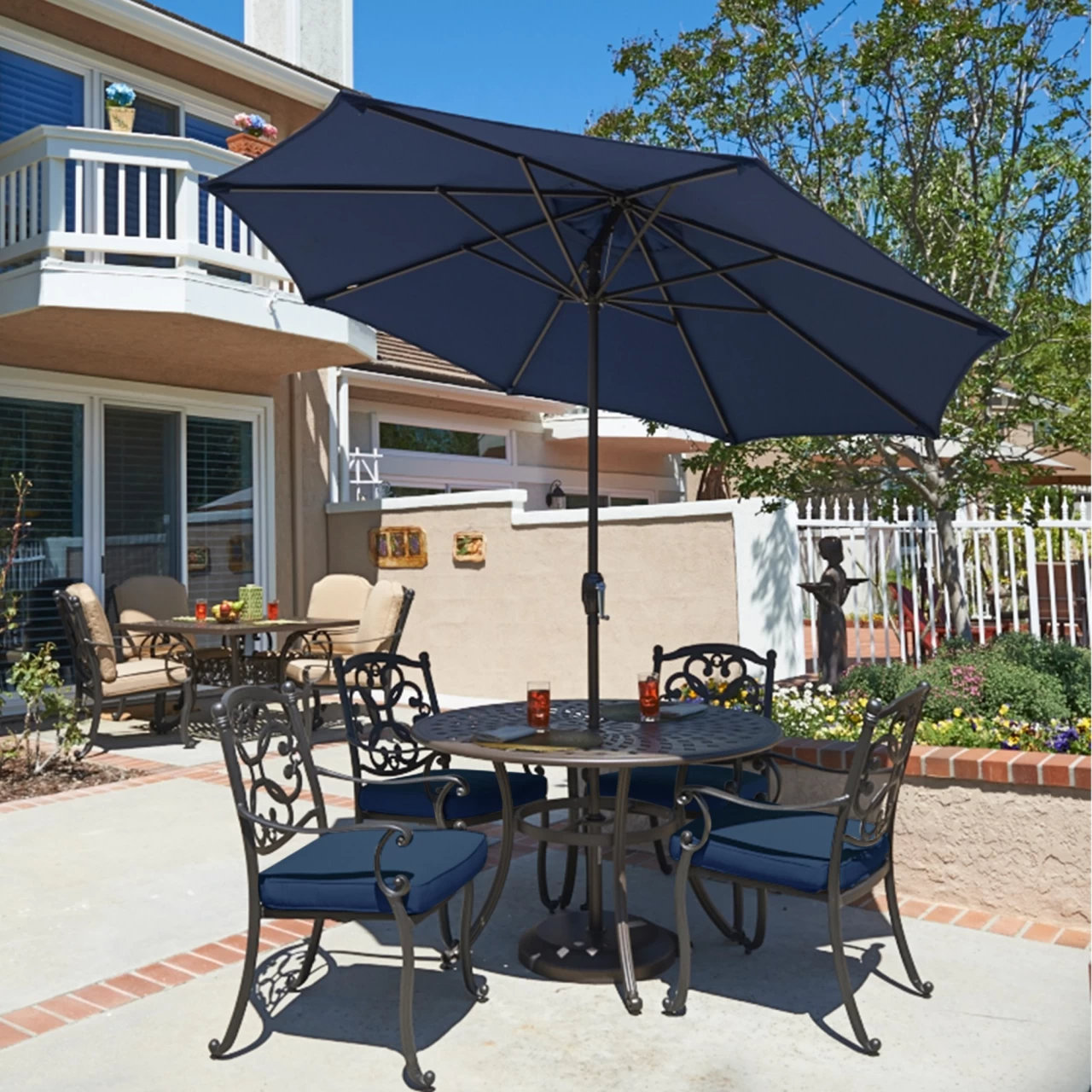 Stevie 9' Umbrella, Navy Blue- Olefin