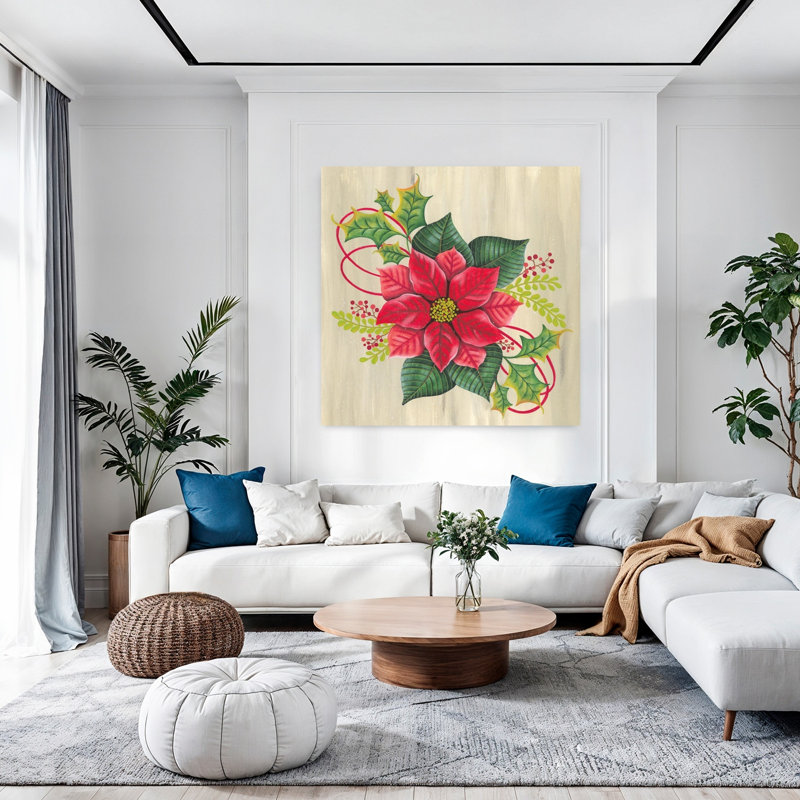 Art de Noël poinsettia de Noël contemporain, H 48 po x l 48 po