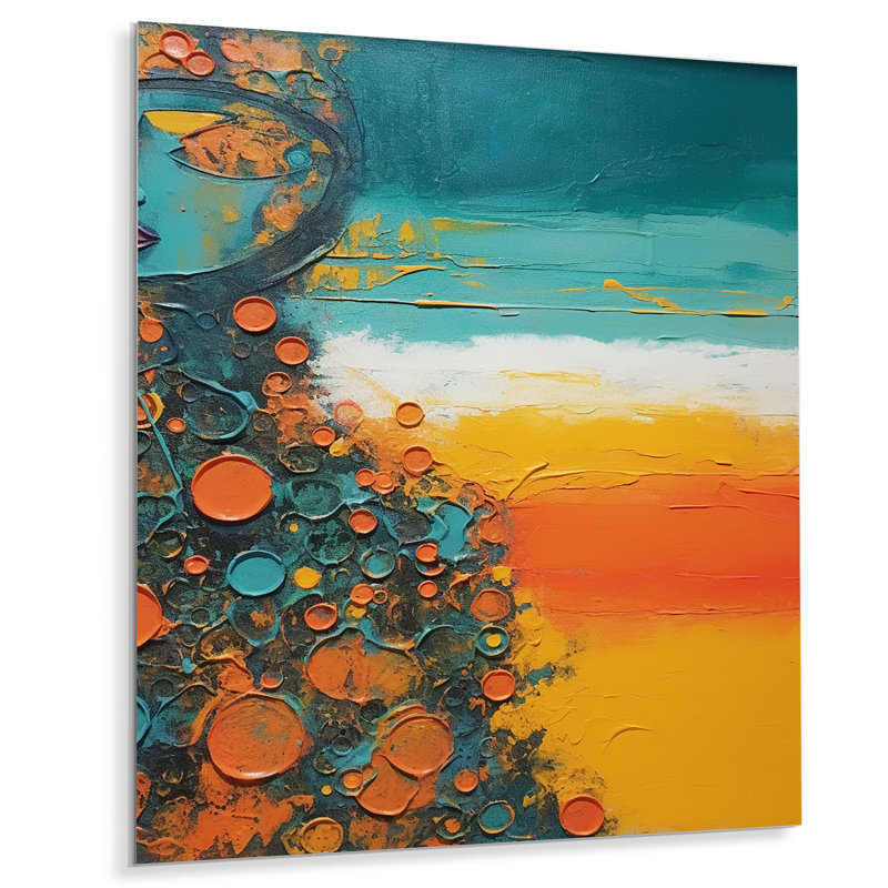 Minimalisme, coucher de soleil bleu et orange, «Embrace III» - art mural en métal minimalisme, H 32 po x l 24 po x P 1 po
