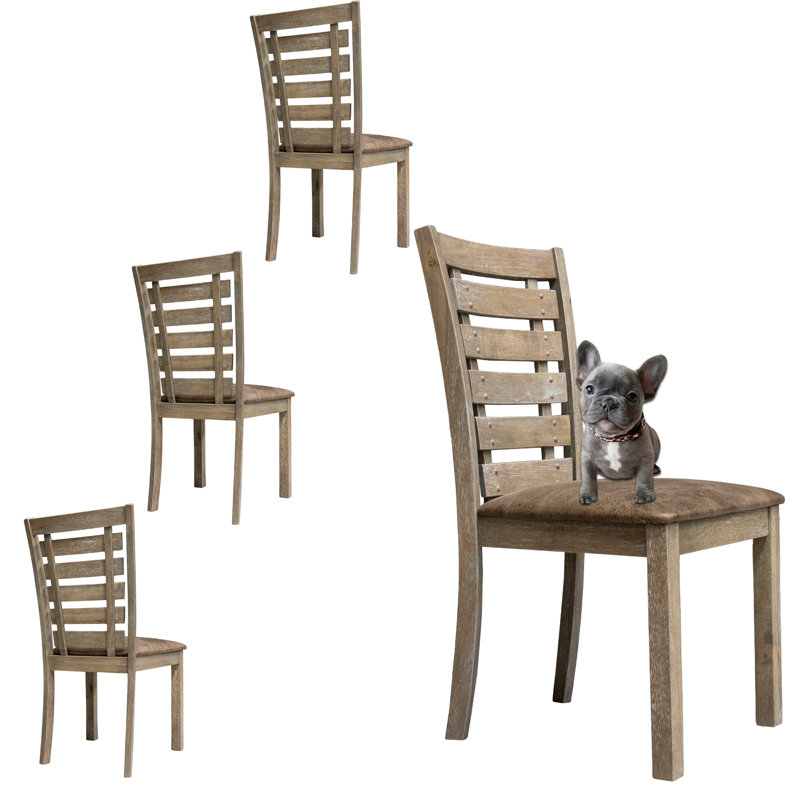 Ensemble de 4 chaises de salle à manger en bois massif rustique vieilli