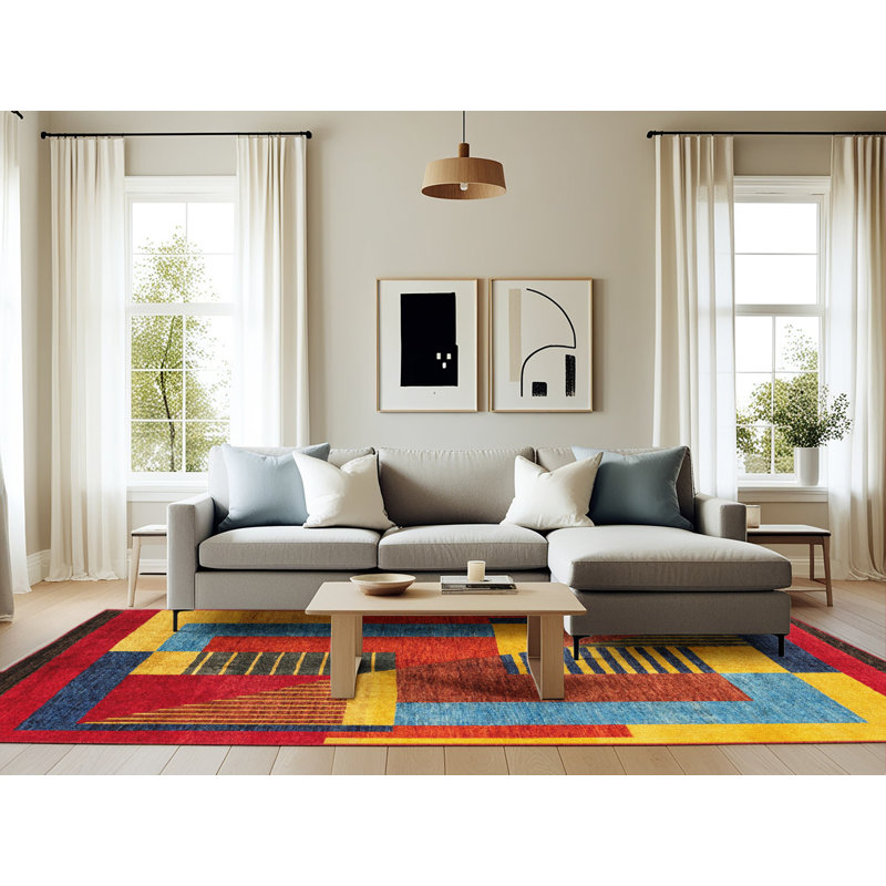 Elke Abstract Indoor Rug, Rectangle 6' x 9'