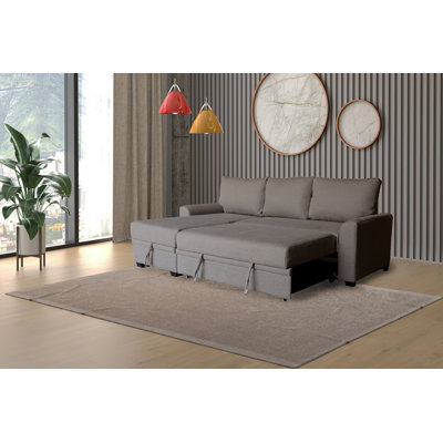 Canapé-lit modulaire en flanelle de couleur brun l 90,5 po avec méridienne Namir
