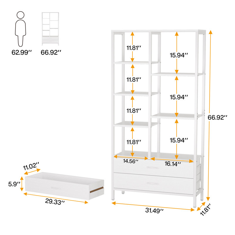 Étagère à livres en acier H 67 "x l 31,5" Loyte, Blanc