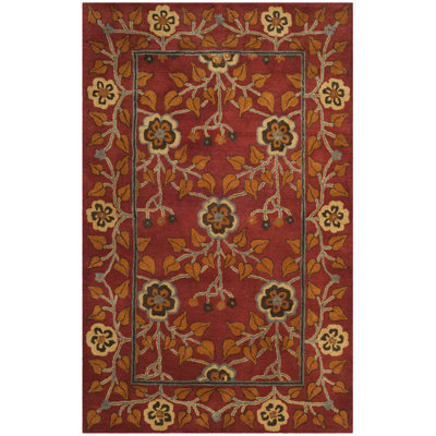 Tapis oriental rouge en laine touffeté à la main Cranmore