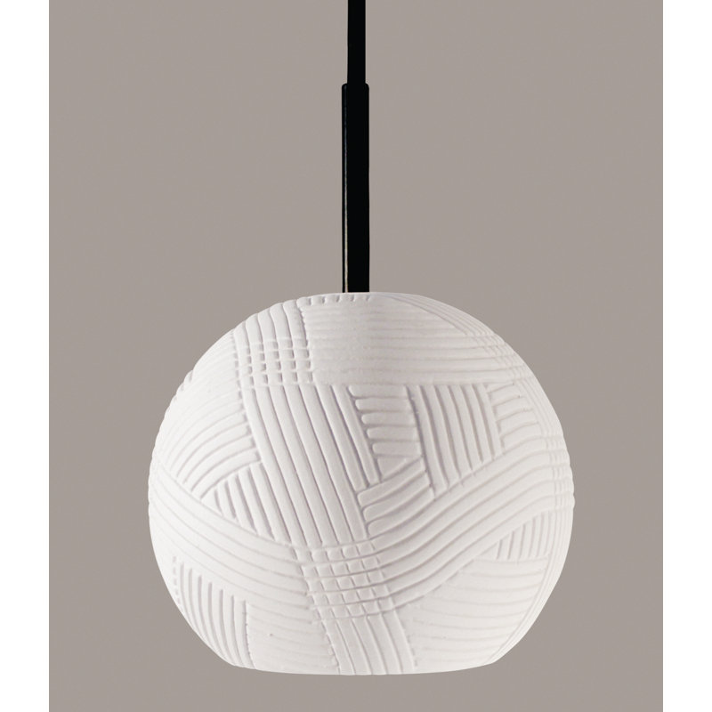 Luminaire suspendu sphère 1 lumière DEL Sherburn, Bisque