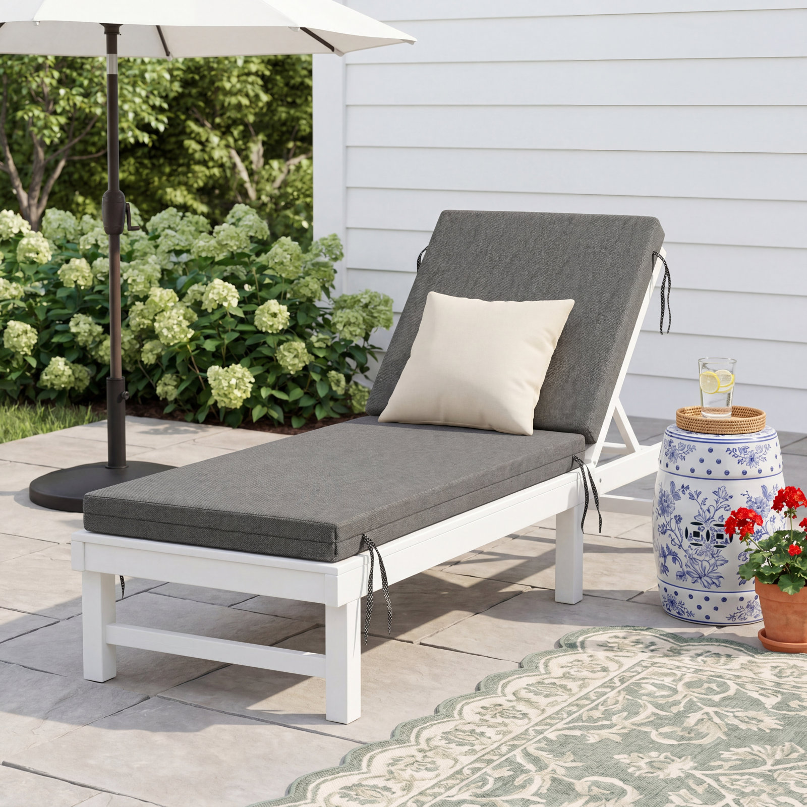 Lani Sunbrella® Seat and Back Cushion, 24" W x 73" D, Sunbrella Bliss Smoke