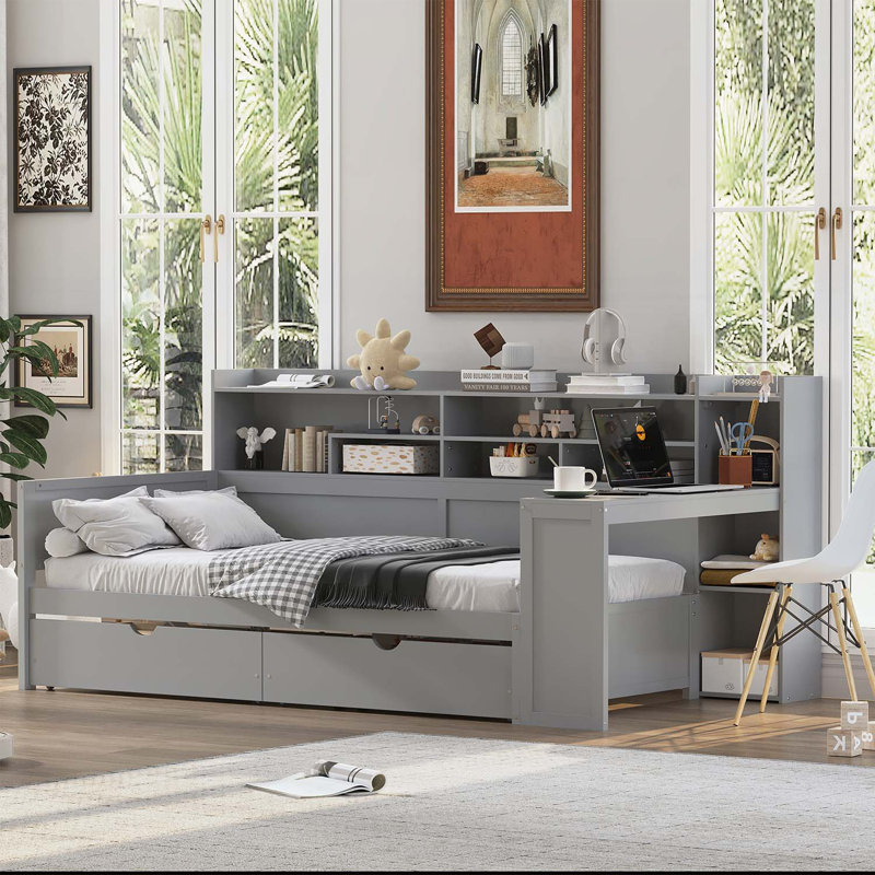 Versatile Daybed with Smart Storage and Relaxing Desk for All, Twin