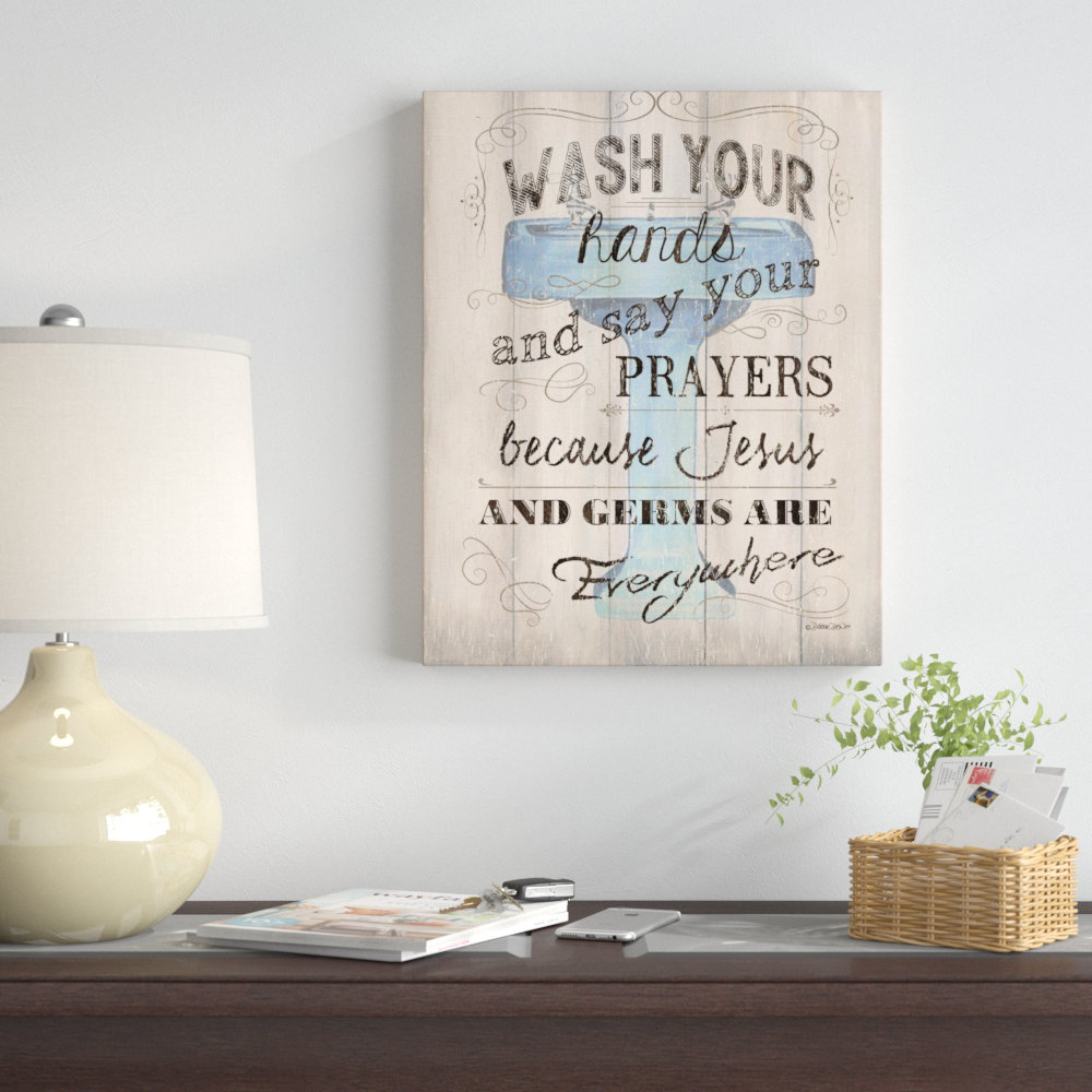 East Urban Home 'Wash Your Hand' Textual Art on Wrapped Canvas ...