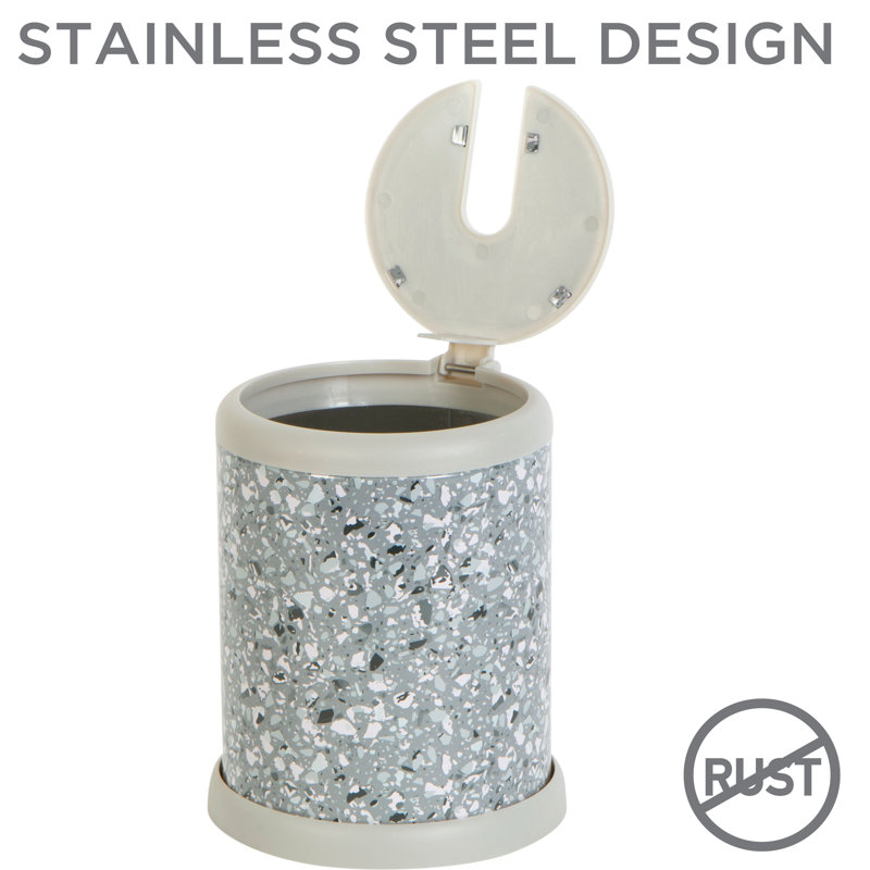 Terz Grey Stainless Steel Toilet Brush and Holder Set