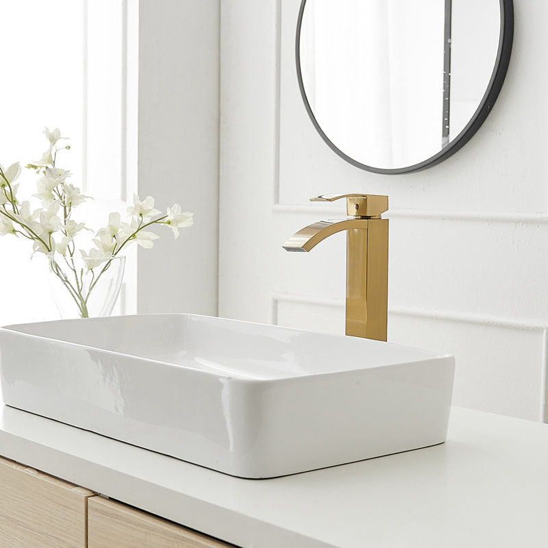 Waterfall Single Hole Single Handle Bathroom Vessel Sink Faucet, Brushed Gold