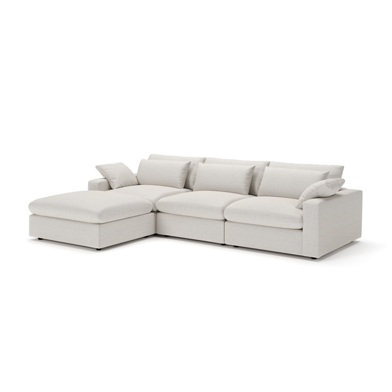 Remy 4-Piece Modular Chaise Sectional, Macarena Light Gray Basketweave