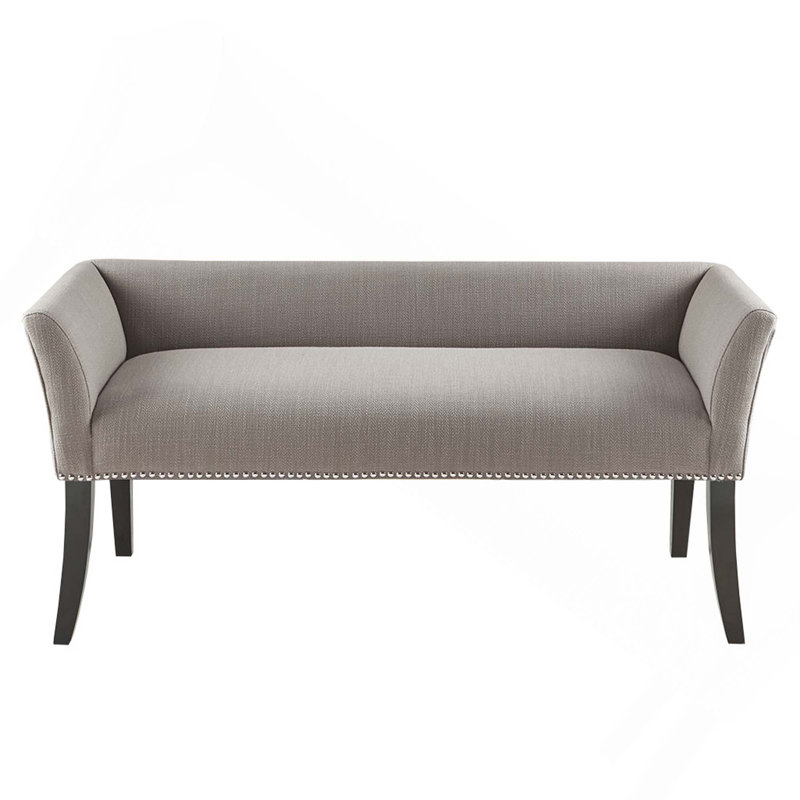 Banc rembourré avec dossier Accoudoirs Conception compacte et élégante Support en mousse haute densité Tissu durable Cadre en bois massif Capacité de 400 lb Assemblage facile