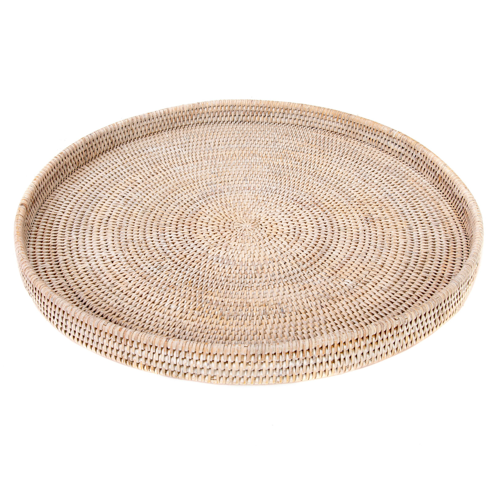 Landers Handmade Decorative Tray, 2" H x 19" W x 19" D, White Wash