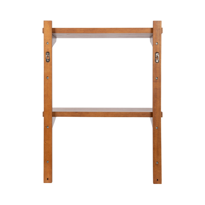 Meridien Wooden Tiered Floating Shelf, Brown Wood