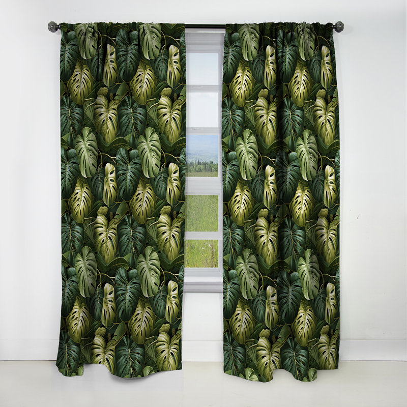 Monstera Mirage - motif tropical - rideau floral - rideau occultant floral - 1 panneau, L 52 po x L 90 po