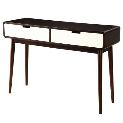 De style Mid-Century moderne et blanc avec 2 tiroirs pour console de décoration intérieure blanche