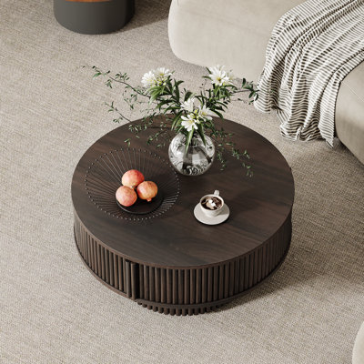 Table basse ronde 31,5 "avec rangement nervuré