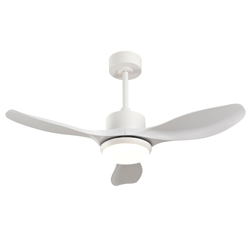 Modern Ceiling Fan With Light, Featuring 3 ABS Plastic Blades, Remote Control Operation, Reversible DC Motor, And Dimmable LED Lighting.