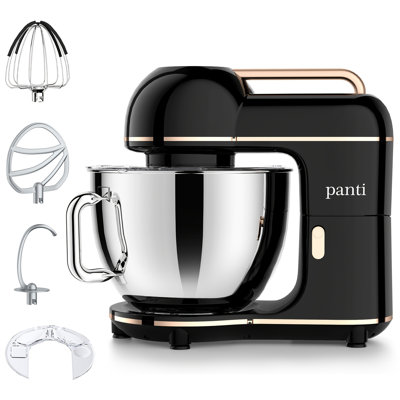 Panti 10-Speed 7-Quart Electric Stand Mixer with Splash Guard, Dough Hook, Flat Beater, Egg white separator and Whisk, Black